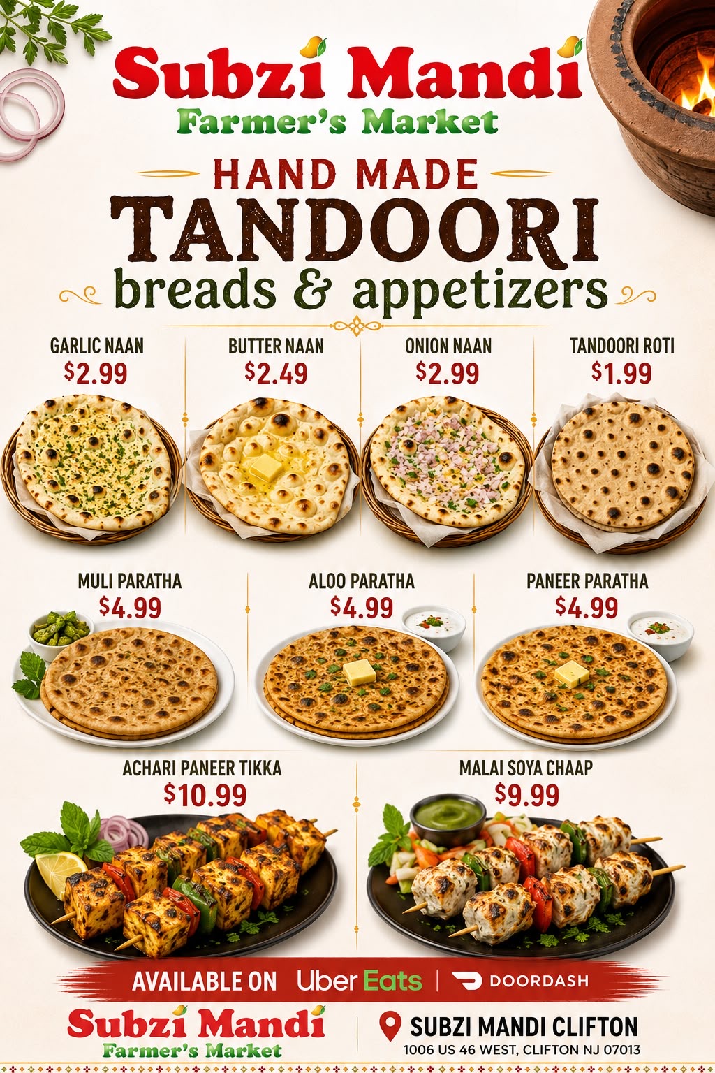 Handmade Tandoori Breads & Appetizers — Subzi Mandi Clifton flyer